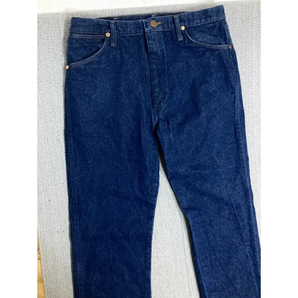 Wrangler Jeans Cowboy Cut Mens 36X36 Blue Dark Wash Straight Workwear Tall 13MWZ